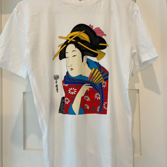 Vintage Single Stitch White T-Shirt with Geisha Print, size “L” but see notes - Picture 1 of 6